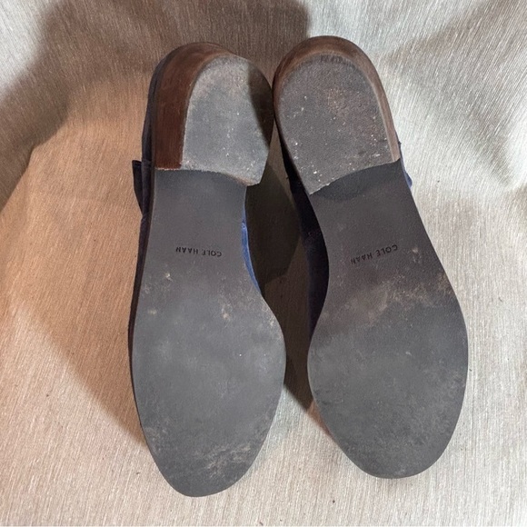 COLE HAAN Sz 10.5B Grand øs Suede Pull On Stacked Heel Almond Toe Ankle Boots - Picture 8 of 11